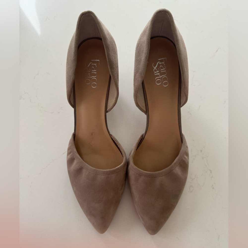 Franco Sarto Taupe Suede Pointed Wedge Heels Size: 12 - Picture 1 of 5